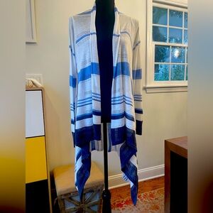 Blue and white striped cardigan